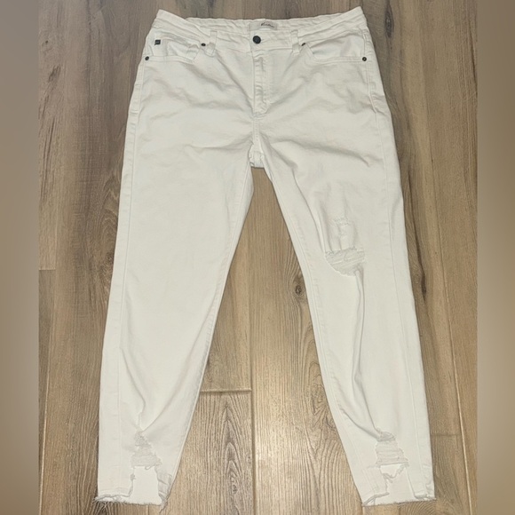 KanCan Women's Cream Distressed Ankle Jeans - Picture 1 of 7